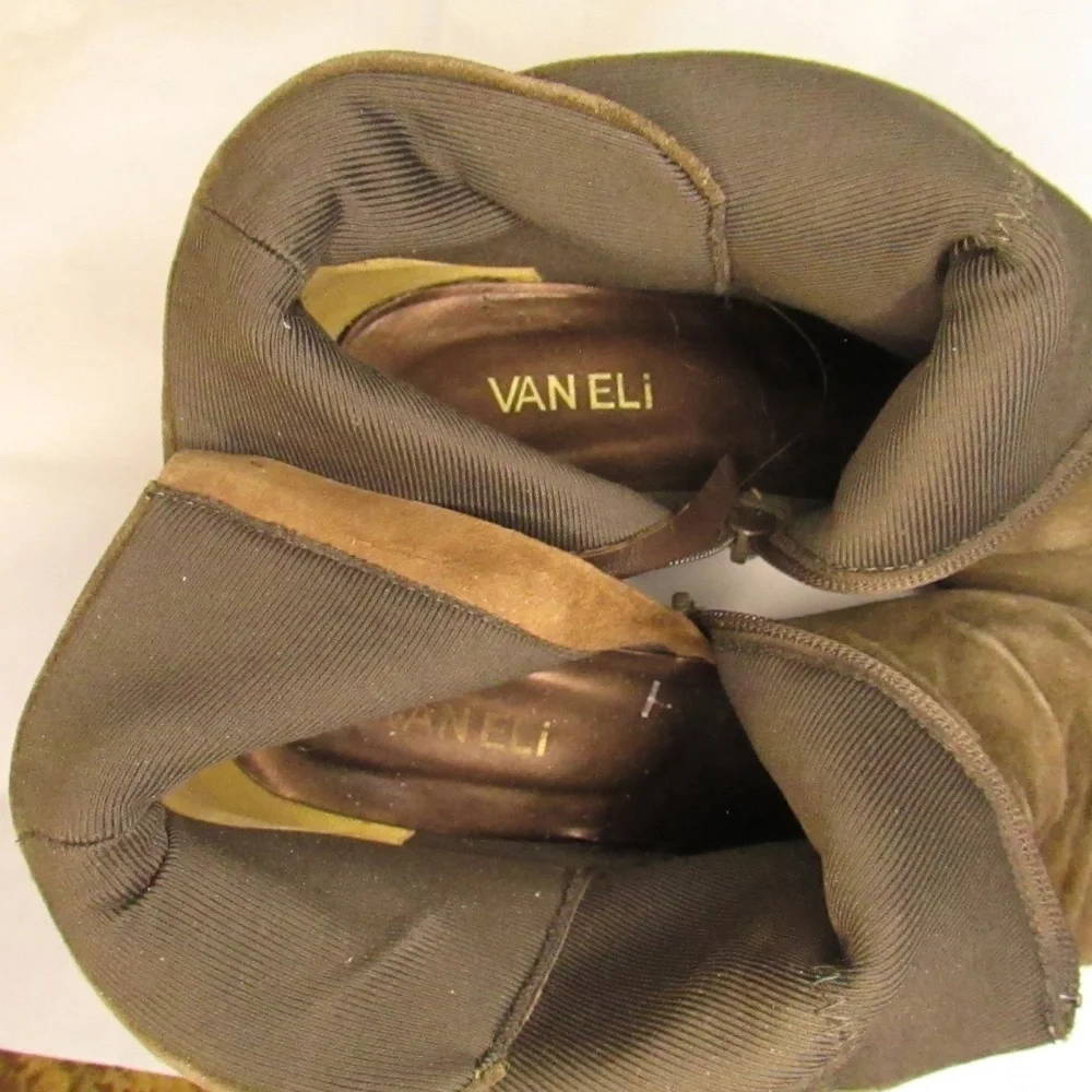 Van Eli Brown Suede Ankle Wedge Boots